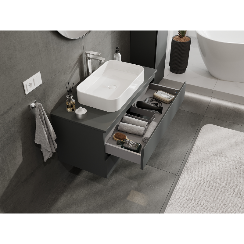 Mexen Orio koupelnová skříňka pod umyvadlo 100 cm, 2 zásuvky, grafit mat - 91A10-10047-2-BFF66