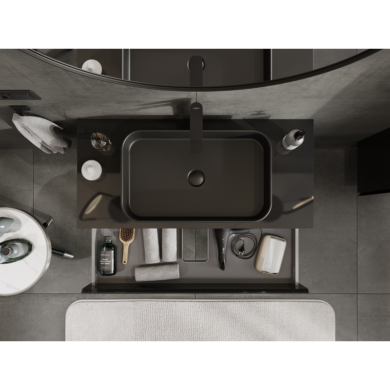 Mexen Orio koupelnová skříňka pod umyvadlo 100 cm, 2 zásuvky, černý lesk - 91A10-10047-2-BFF70