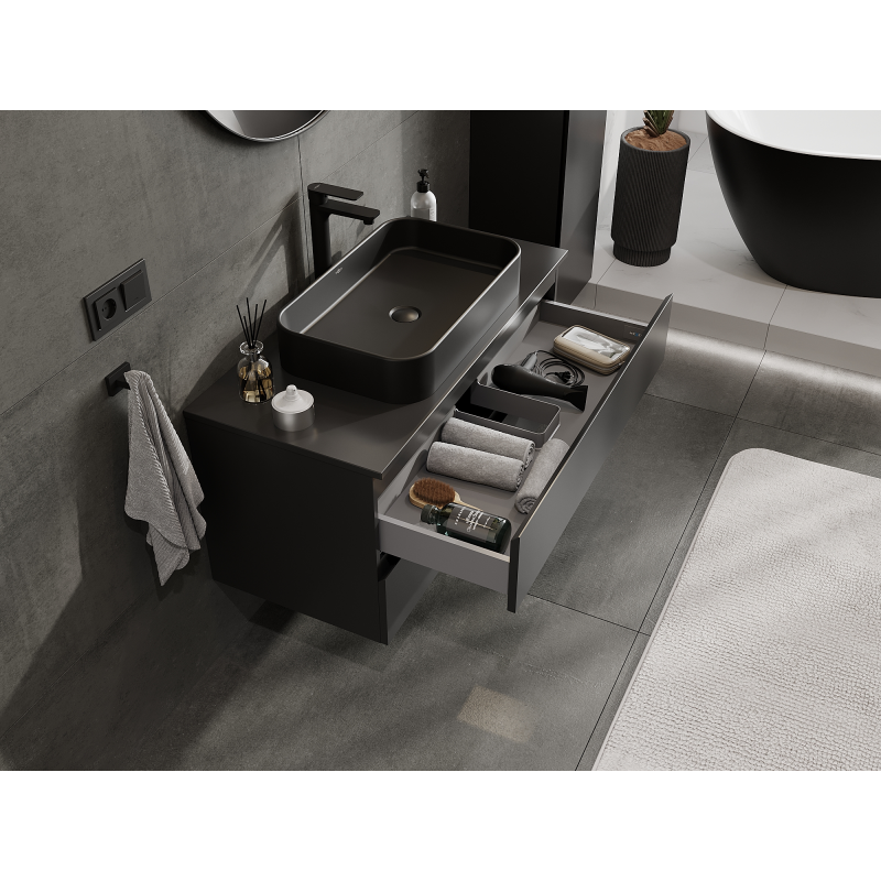 Mexen Orio koupelnová skříňka pod umyvadlo 100 cm, 2 zásuvky, černá mat - 91A10-10047-2-BFF71
