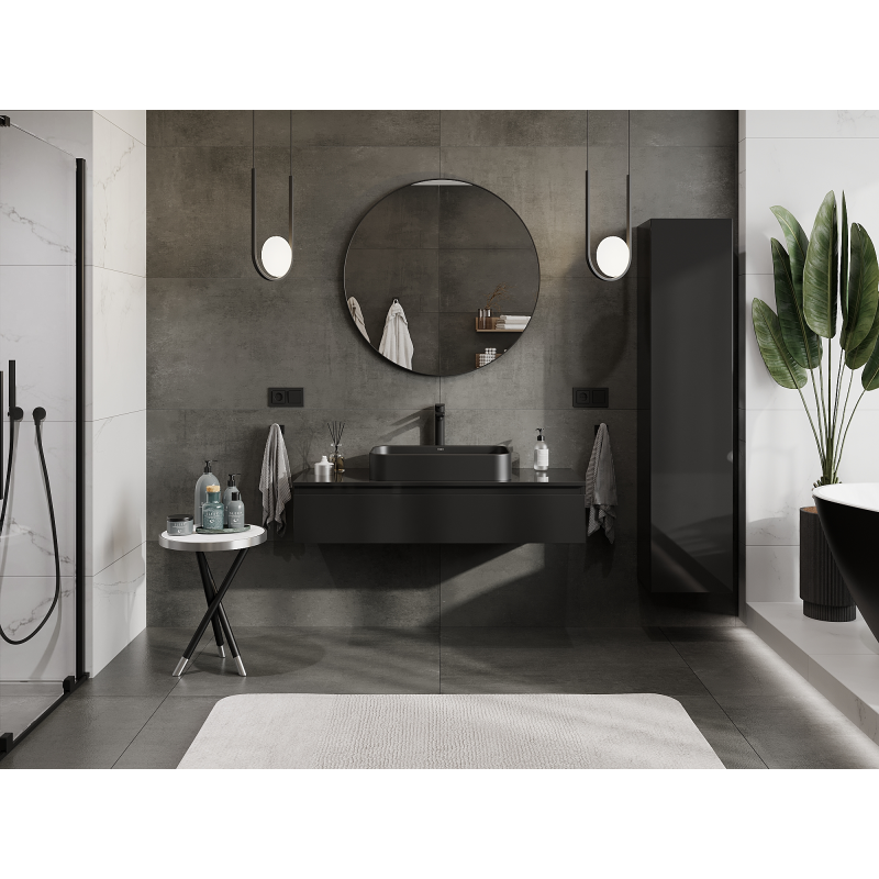 Mexen Orio koupelnová skříňka pod umyvadlo 120 cm, 1 zásuvka, černý lesk - 91A10-12023-1-BF70