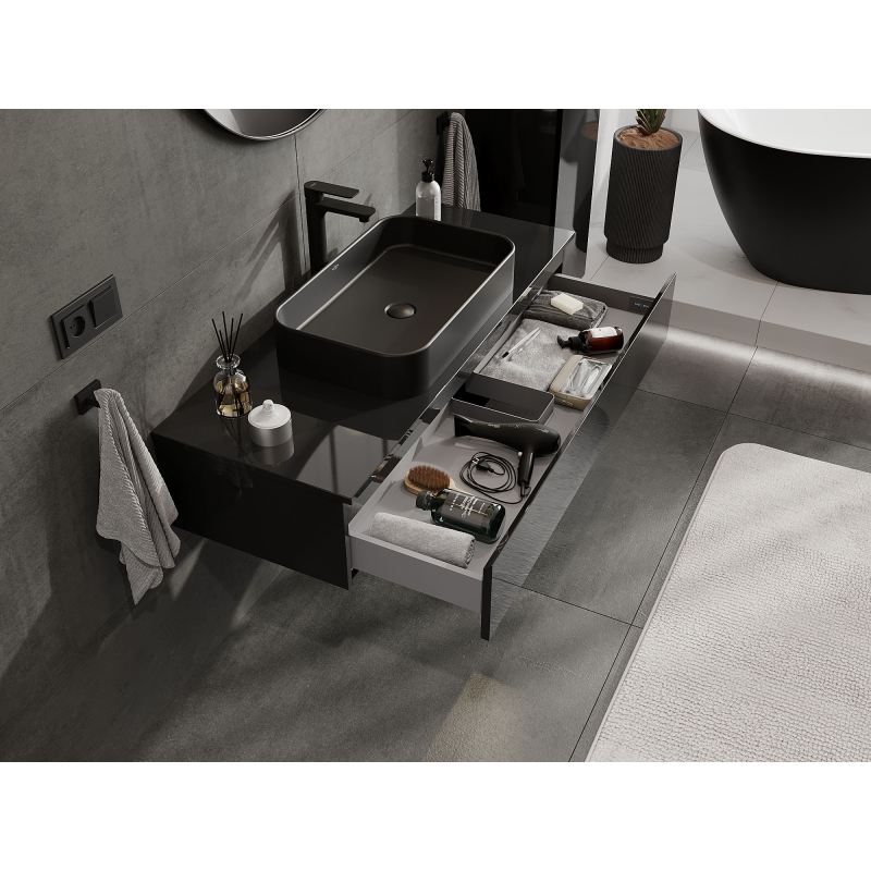 Mexen Orio koupelnová skříňka pod umyvadlo 120 cm, 1 zásuvka, černý lesk - 91A10-12023-1-BF70