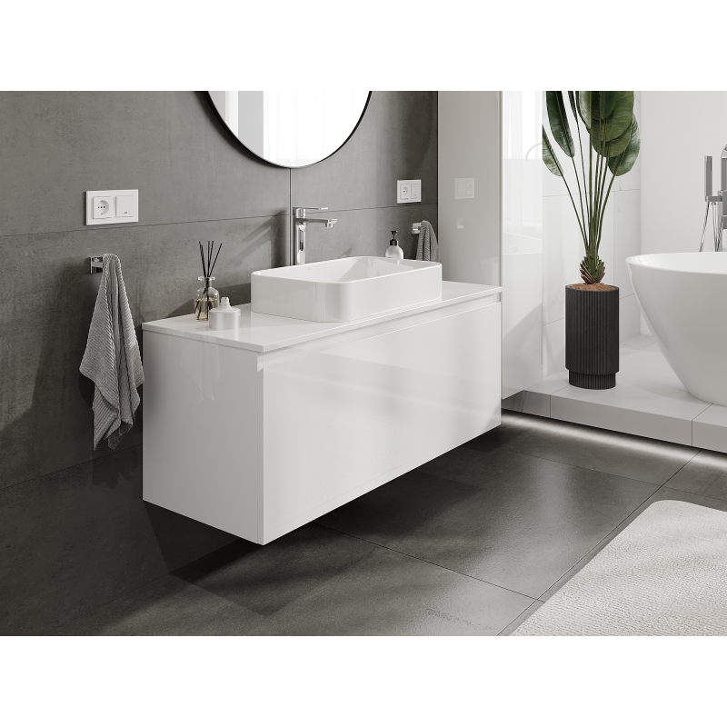 Mexen Orio koupelnová skříňka pod umyvadlo 120 cm, 1 zásuvka, bílý lesk - 91A10-12047-1-BF00