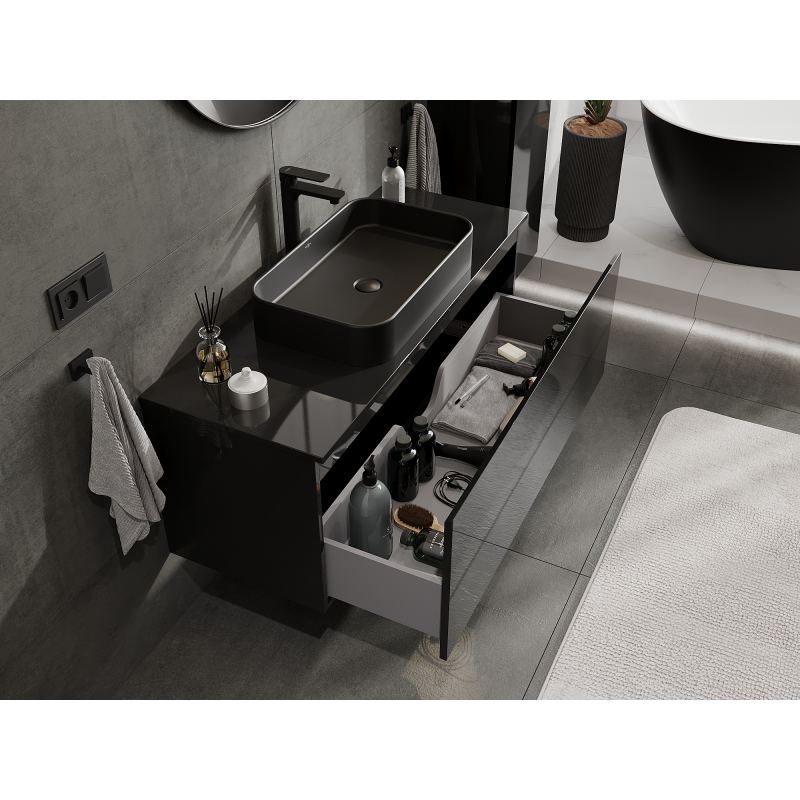 Mexen Orio koupelnová skříňka pod umyvadlo 120 cm, 1 zásuvka, černý lesk - 91A10-12047-1-BF70