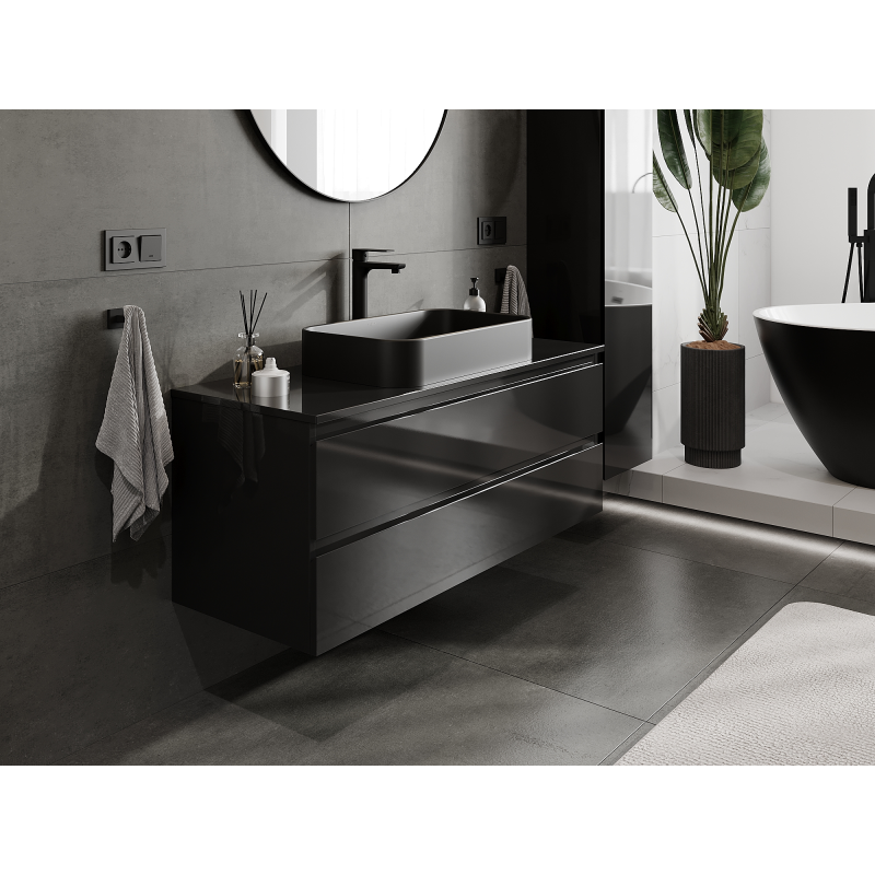 Mexen Orio koupelnová skříňka pod umyvadlo 120 cm, 2 zásuvky, černý lesk - 91A10-12047-2-BFF70