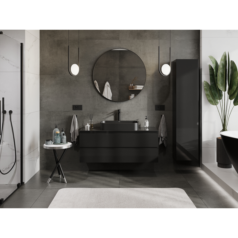 Mexen Orio koupelnová skříňka pod umyvadlo 120 cm, 2 zásuvky, černý lesk - 91A10-12047-2-BFF70