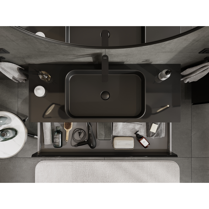 Mexen Orio koupelnová skříňka pod umyvadlo 120 cm, 2 zásuvky, černý lesk - 91A10-12047-2-BFF70