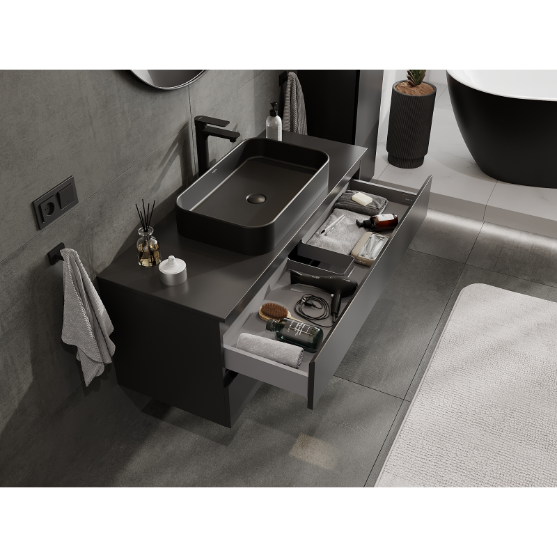 Mexen Orio koupelnová skříňka pod umyvadlo 120 cm, 2 zásuvky, černá mat - 91A10-12047-2-BFF71