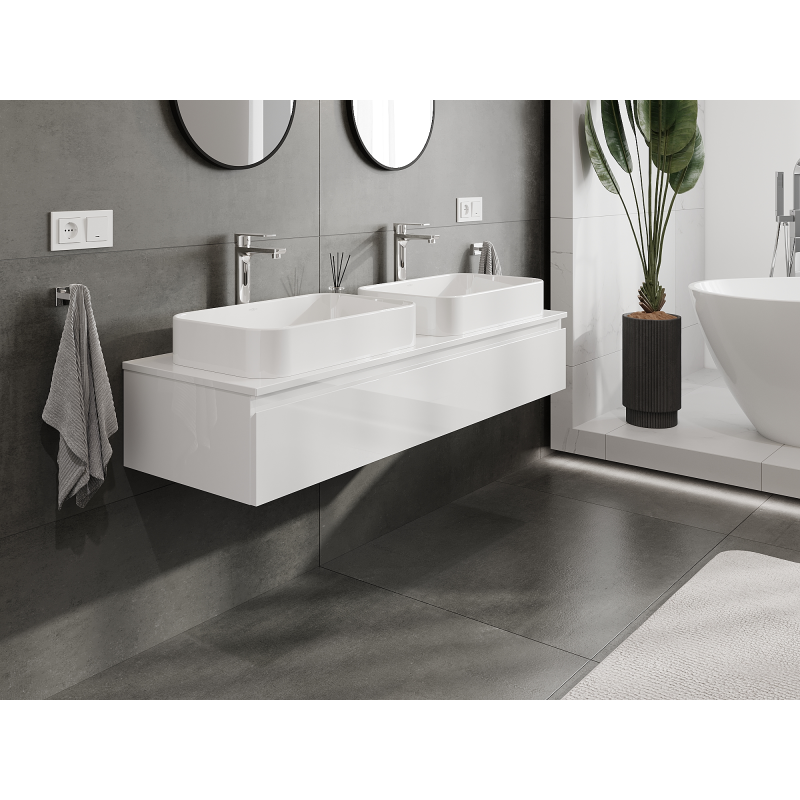 Mexen Orio koupelnová skříňka pod umyvadlo 140 cm, 1 zásuvka, bílý lesk - 91A10-14023-1-BF00