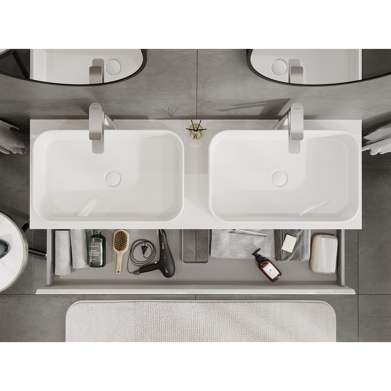 Mexen Orio koupelnová skříňka pod umyvadlo 140 cm, 1 zásuvka, bílý lesk - 91A10-14023-1-BF00