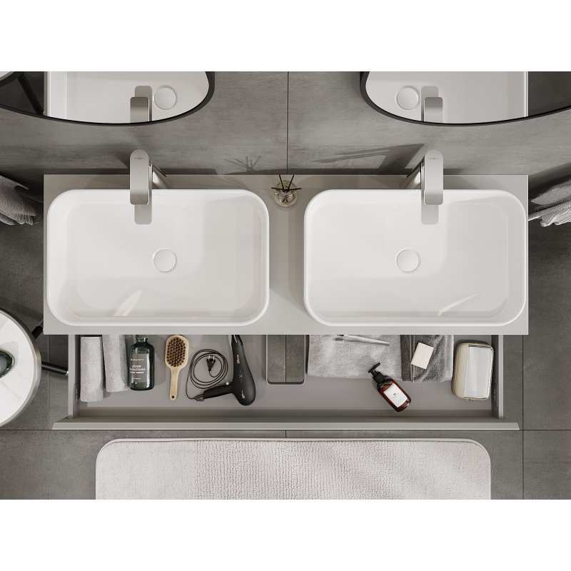 Mexen Orio koupelnová skříňka pod umyvadlo 140 cm, 1 zásuvka, šedá matná - 91A10-14023-1-BF62