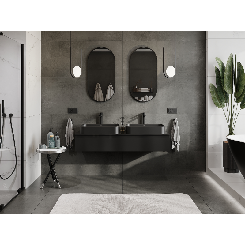 Mexen Orio koupelnová skříňka pod umyvadlo 140 cm, 1 zásuvka, černý lesk - 91A10-14023-1-BF70