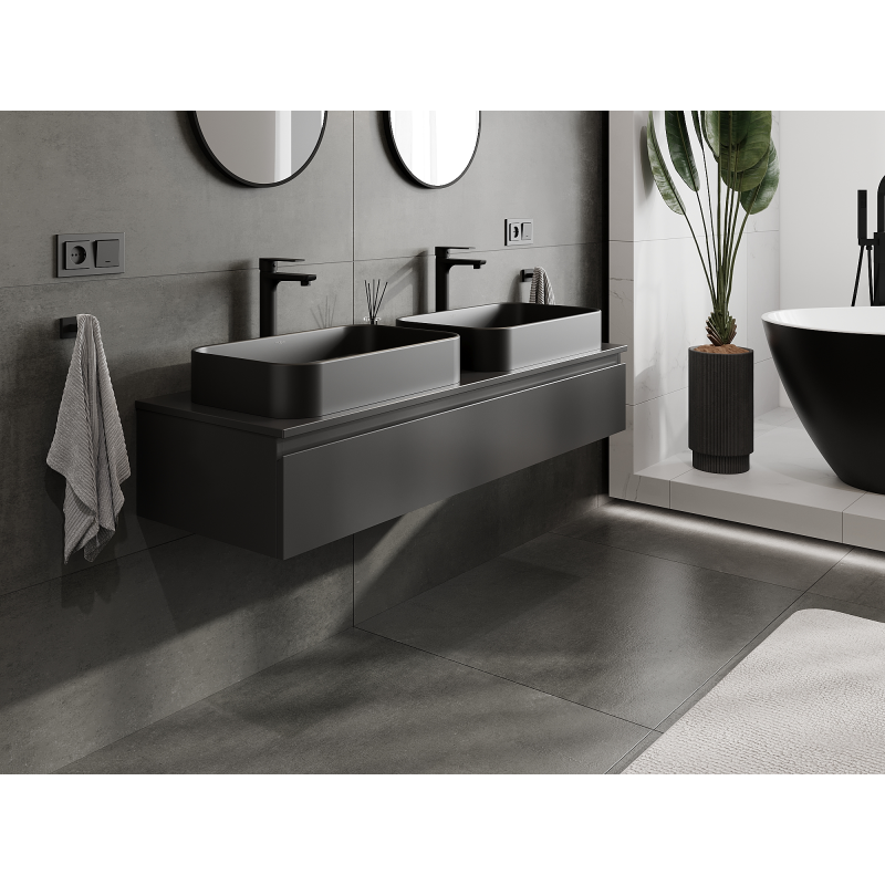 Mexen Orio koupelnová skříňka pod umyvadlo 140 cm, 1 zásuvka, černý mat - 91A10-14023-1-BF71