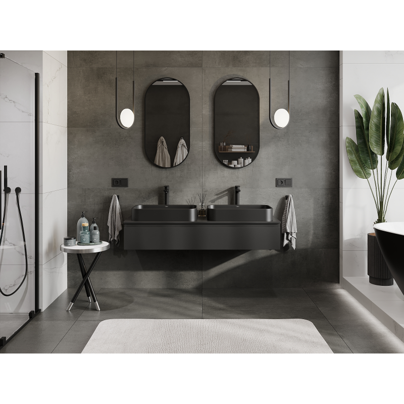 Mexen Orio koupelnová skříňka pod umyvadlo 140 cm, 1 zásuvka, černý mat - 91A10-14023-1-BF71