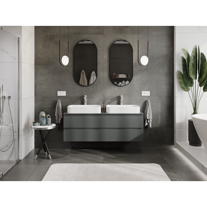 Mexen Orio koupelnová skříňka pod umyvadlo 140 cm, 2 zásuvky, grafit mat - 91A10-14047-2-BFF66