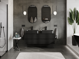 Mexen Orio koupelnová skříňka pod umyvadlo 140 cm, 2 zásuvky, černý lesk - 91A10-14047-2-BFF70