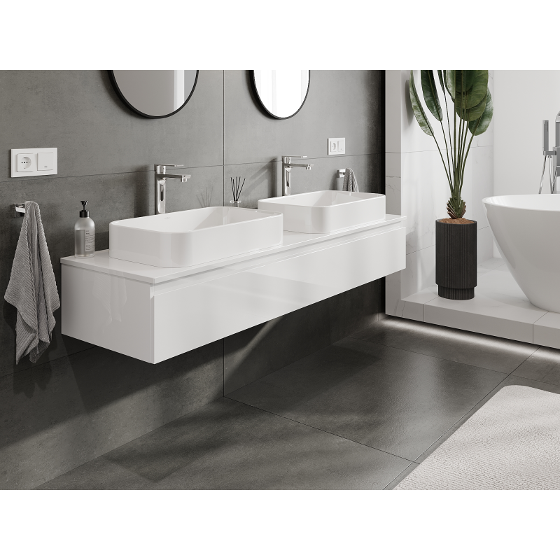 Mexen Orio koupelnová skříňka pod umyvadlo 160 cm, 1 zásuvka, bílý lesk - 91A10-16023-1-BF00