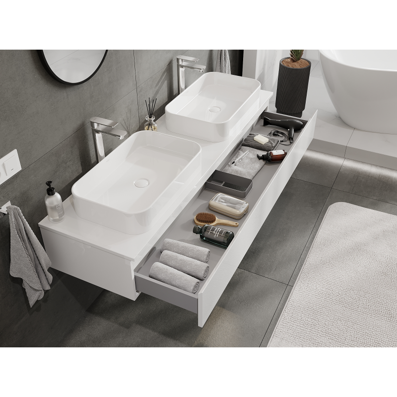 Mexen Orio koupelnová skříňka pod umyvadlo 160 cm, 1 zásuvka, bílý lesk - 91A10-16023-1-BF00