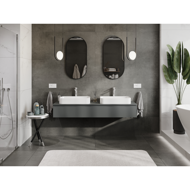 Mexen Orio koupelnová skříňka pod umyvadlo 160 cm, 1 zásuvka, grafit mat - 91A10-16023-1-BF66