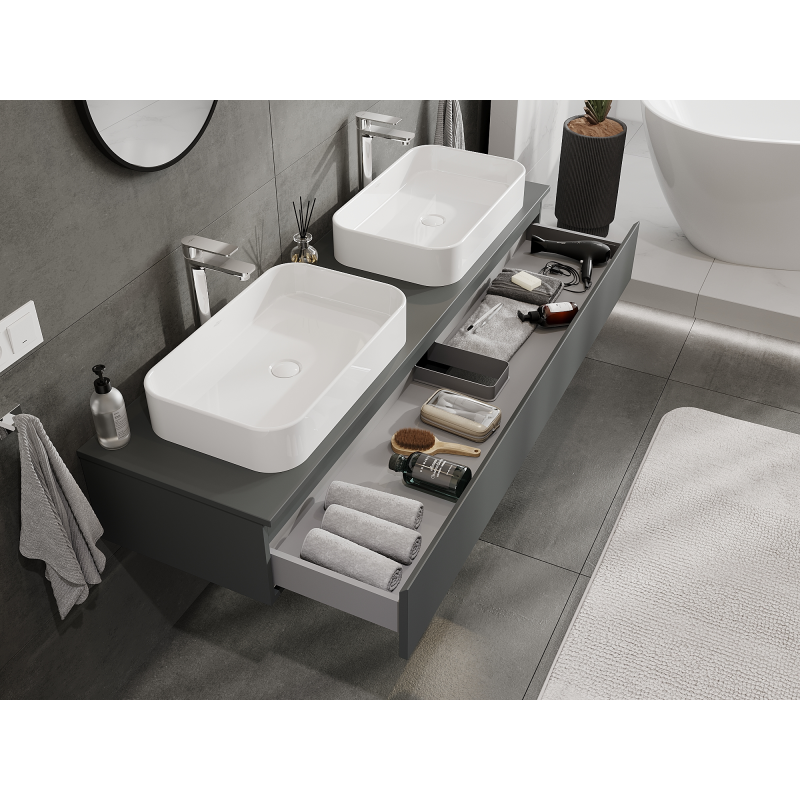 Mexen Orio koupelnová skříňka pod umyvadlo 160 cm, 1 zásuvka, grafit mat - 91A10-16023-1-BF66