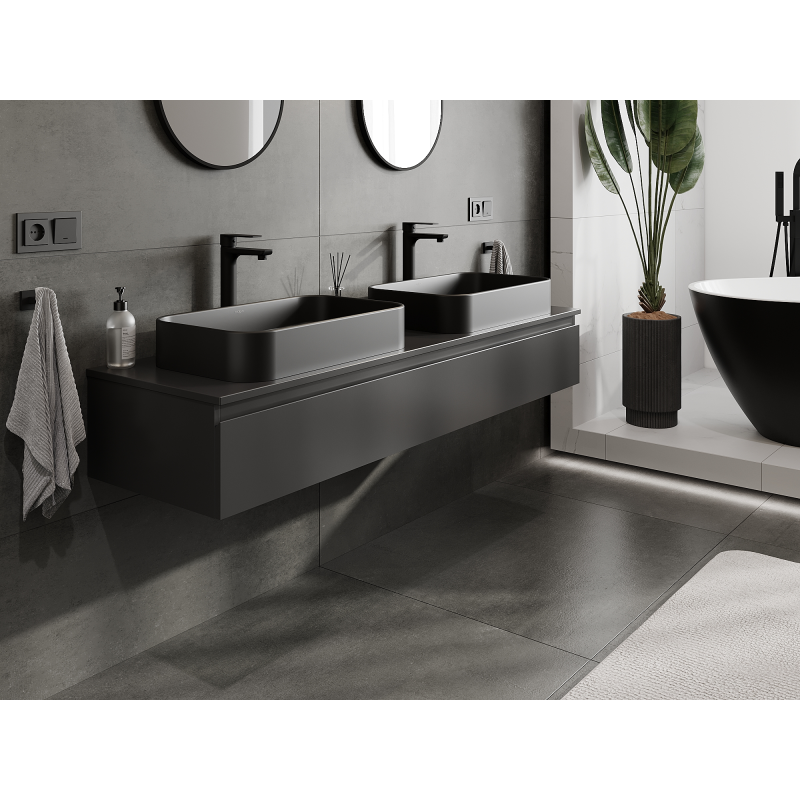 Mexen Orio koupelnová skříňka pod umyvadlo 160 cm, 1 zásuvka, černá mat - 91A10-16023-1-BF71