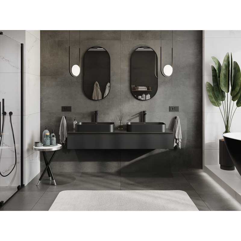 Mexen Orio koupelnová skříňka pod umyvadlo 160 cm, 1 zásuvka, černá mat - 91A10-16023-1-BF71