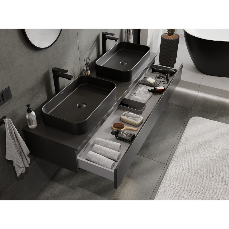 Mexen Orio koupelnová skříňka pod umyvadlo 160 cm, 1 zásuvka, černá mat - 91A10-16023-1-BF71