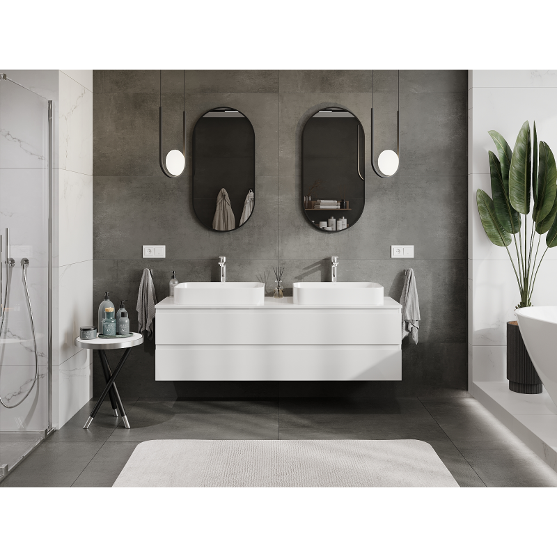 Mexen Orio koupelnová skříňka pod umyvadlo 160 cm, 2 zásuvky, bílý lesk - 91A10-16047-2-BFF00