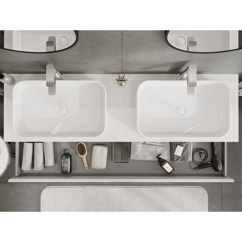 Mexen Orio koupelnová skříňka pod umyvadlo 160 cm, 2 zásuvky, bílý lesk - 91A10-16047-2-BFF00