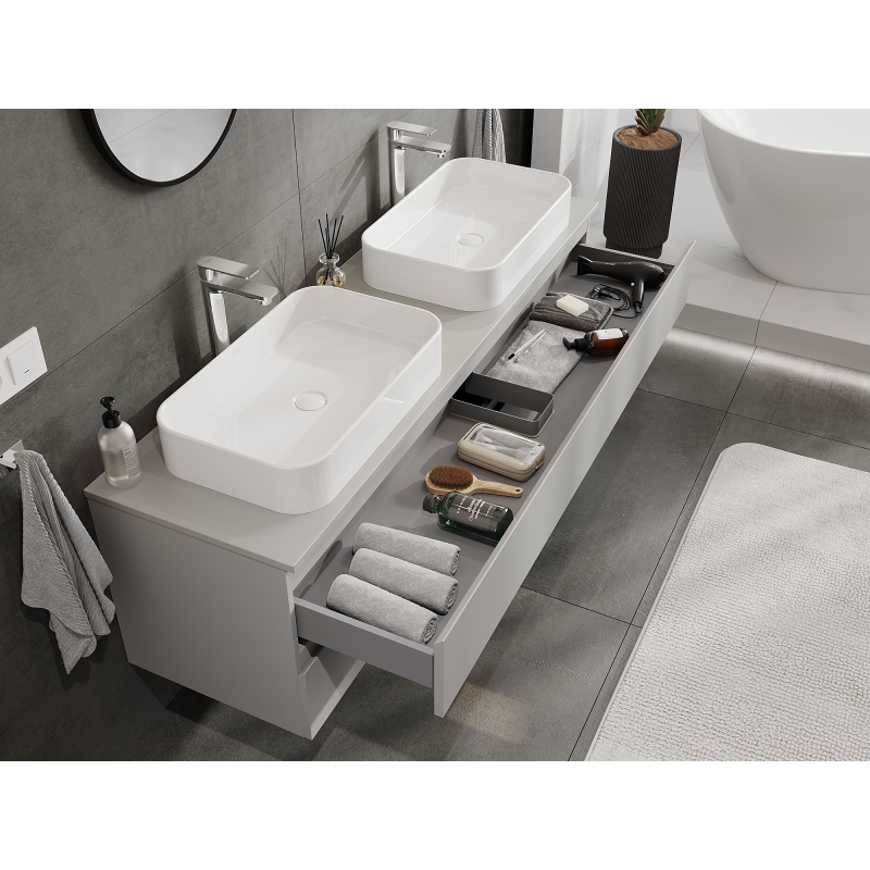 Mexen Orio koupelnová skříňka pod umyvadlo 160 cm, 2 zásuvky, šedá matná - 91A10-16047-2-BFF62