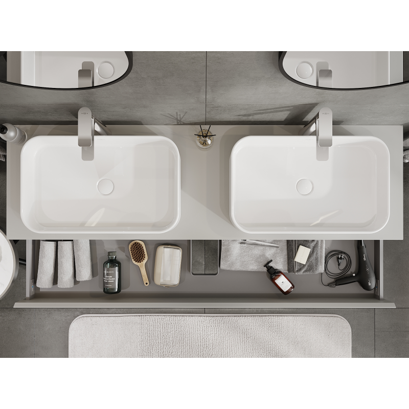 Mexen Orio koupelnová skříňka pod umyvadlo 160 cm, 2 zásuvky, šedá matná - 91A10-16047-2-BFF62