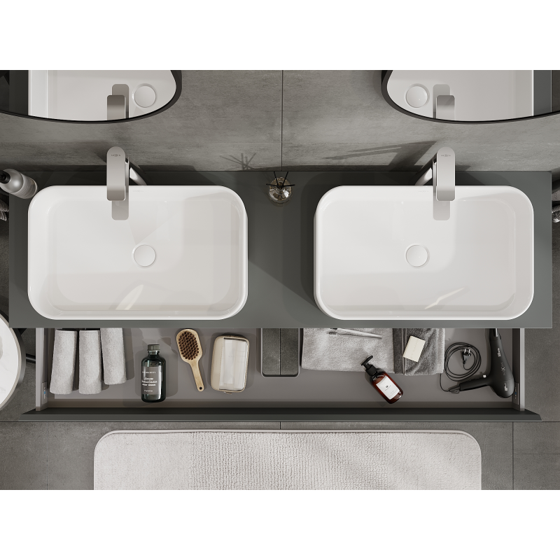 Mexen Orio koupelnová skříňka pod umyvadlo 160 cm, 2 zásuvky, grafit mat - 91A10-16047-2-BFF66