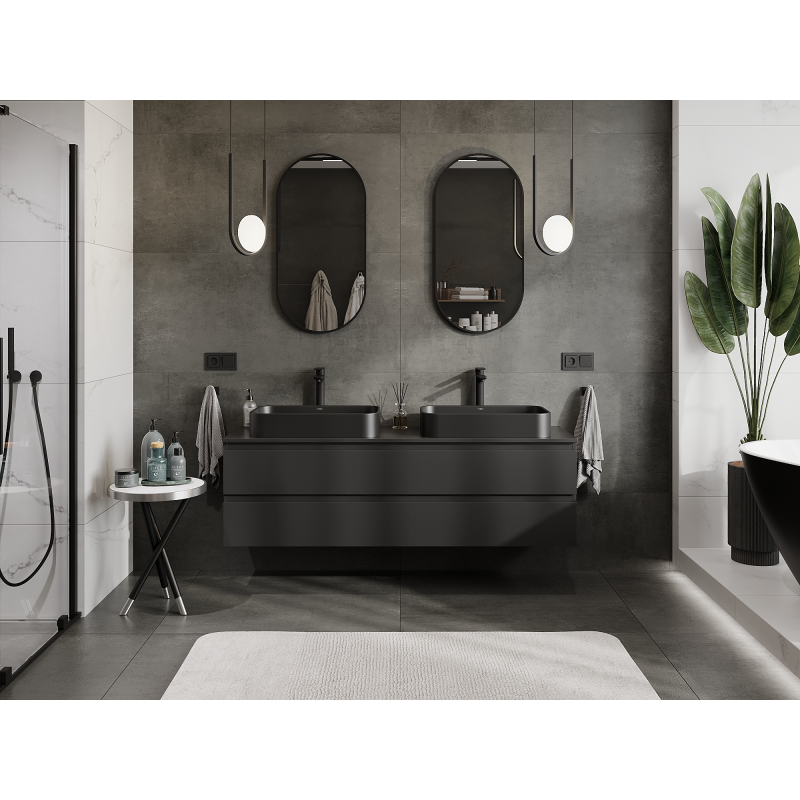 Mexen Orio koupelnová skříňka pod umyvadlo 160 cm, 2 zásuvky, černá matná - 91A10-16047-2-BFF71