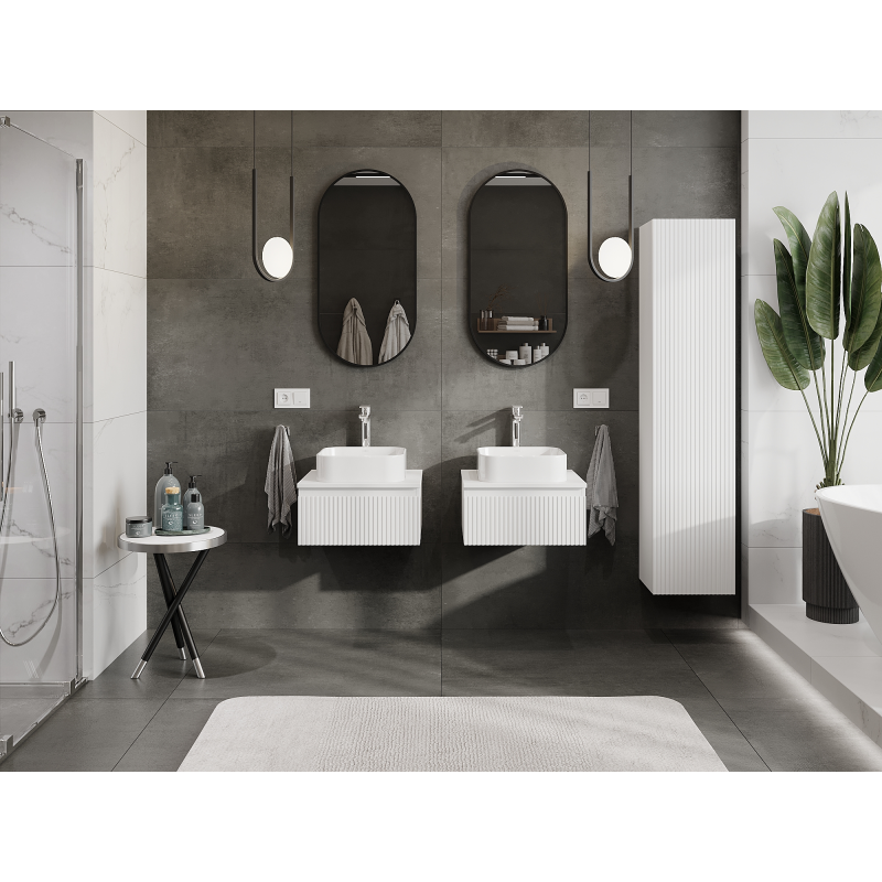 Mexen Rivel koupelnová skříňka pod umyvadlo 50 cm, 1 zásuvka, drážkovaná, bílá mat - 91A20-05023-1-BF01