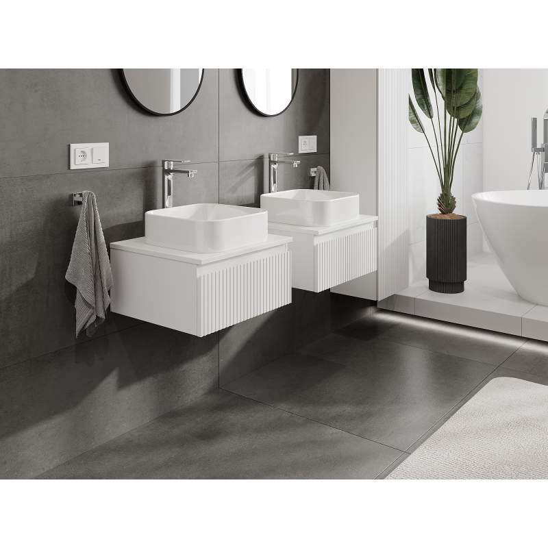 Mexen Rivel koupelnová skříňka pod umyvadlo 50 cm, 1 zásuvka, drážkovaná, bílá mat - 91A20-05023-1-BF01