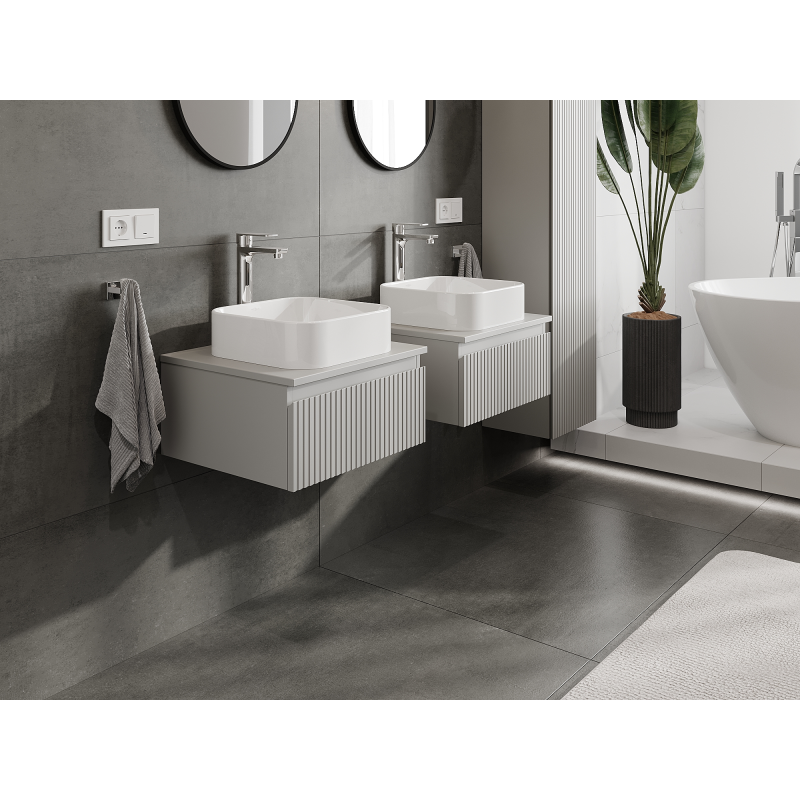 Mexen Rivel koupelnová skříňka pod umyvadlo 50 cm, 1 zásuvka, drážkovaná, šedá matná - 91A20-05023-1-BF62