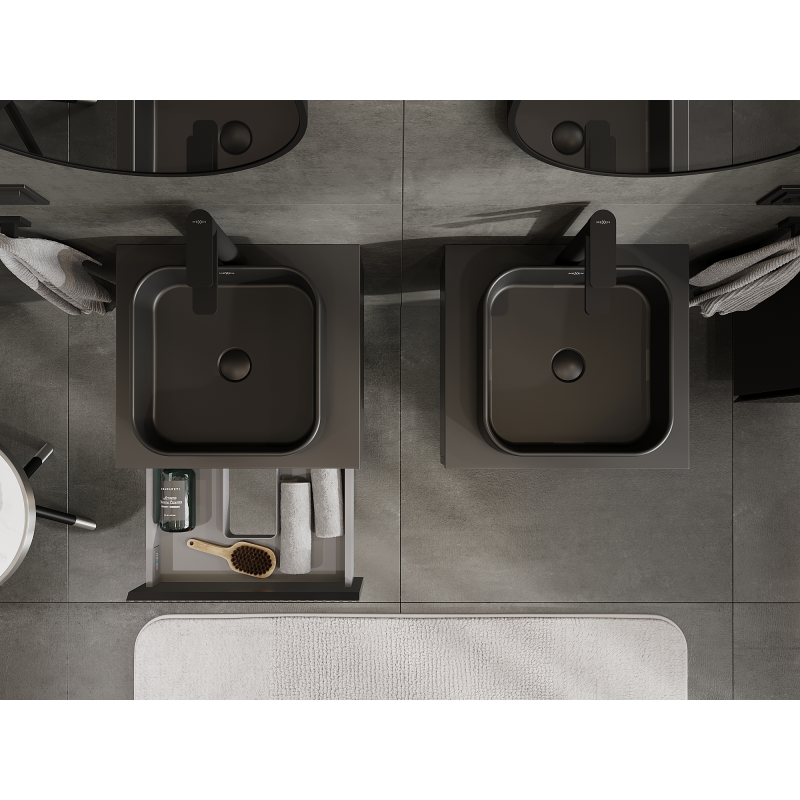 Mexen Rivel koupelnová skříňka pod umyvadlo 50 cm, 1 zásuvka, drážkovaná, černá mat - 91A20-05023-1-BF71