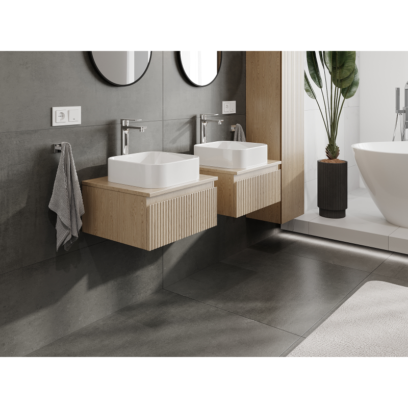 Mexen Rivel koupelnová skříňka pod umyvadlo 50 cm, 1 zásuvka, drážkovaná, dub - 91A20-05023-1-BF81