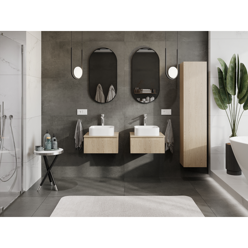 Mexen Rivel koupelnová skříňka pod umyvadlo 50 cm, 1 zásuvka, drážkovaná, dub - 91A20-05023-1-BF81