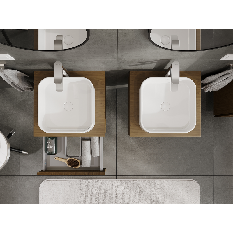 Mexen Rivel koupelnová skříňka pod umyvadlo 50 cm, 1 zásuvka, drážkovaná, ořech - 91A20-05023-1-BF86