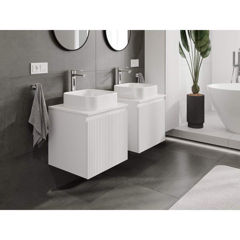 Mexen Rivel koupelnová skříňka pod umyvadlo 50 cm, 1 zásuvka, rýhovaná, bílá mat - 91A20-05047-1-BF01