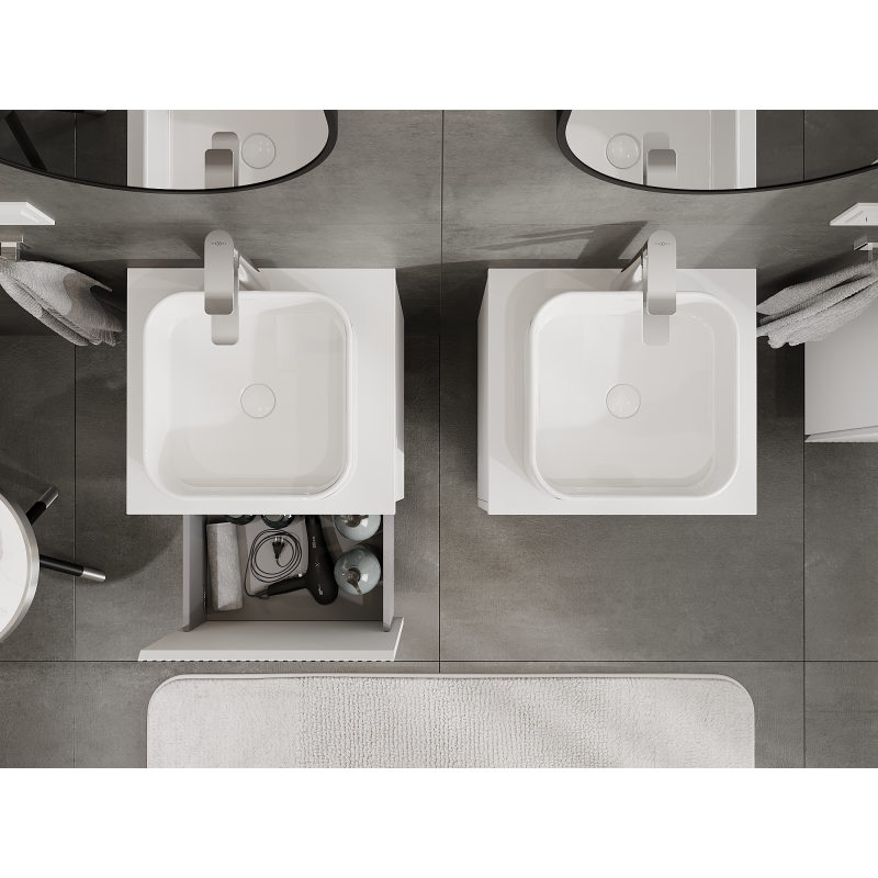 Mexen Rivel koupelnová skříňka pod umyvadlo 50 cm, 1 zásuvka, rýhovaná, bílá mat - 91A20-05047-1-BF01