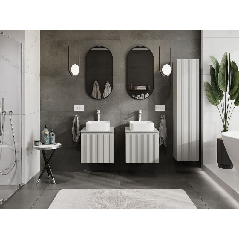 Mexen Rivel koupelnová skříňka pod umyvadlo 50 cm, 1 zásuvka, rýhovaná, šedá mat - 91A20-05047-1-BF62