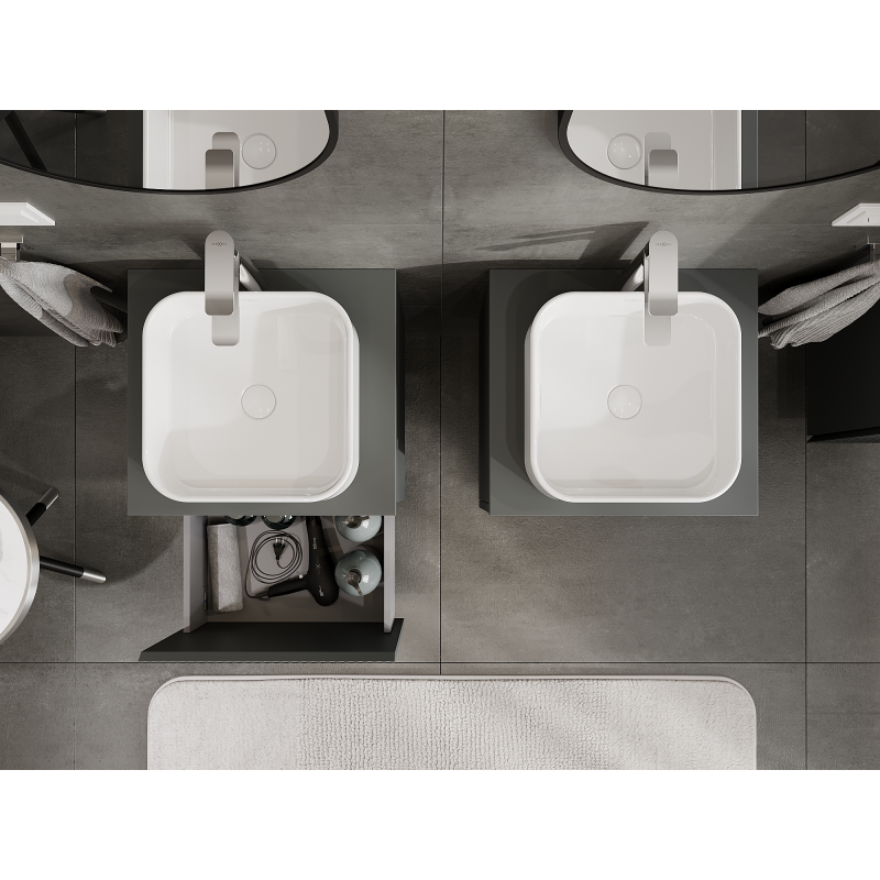 Mexen Rivel koupelnová skříňka pod umyvadlo 50 cm, 1 zásuvka, drážkovaná, matná grafitová - 91A20-05047-1-BF66