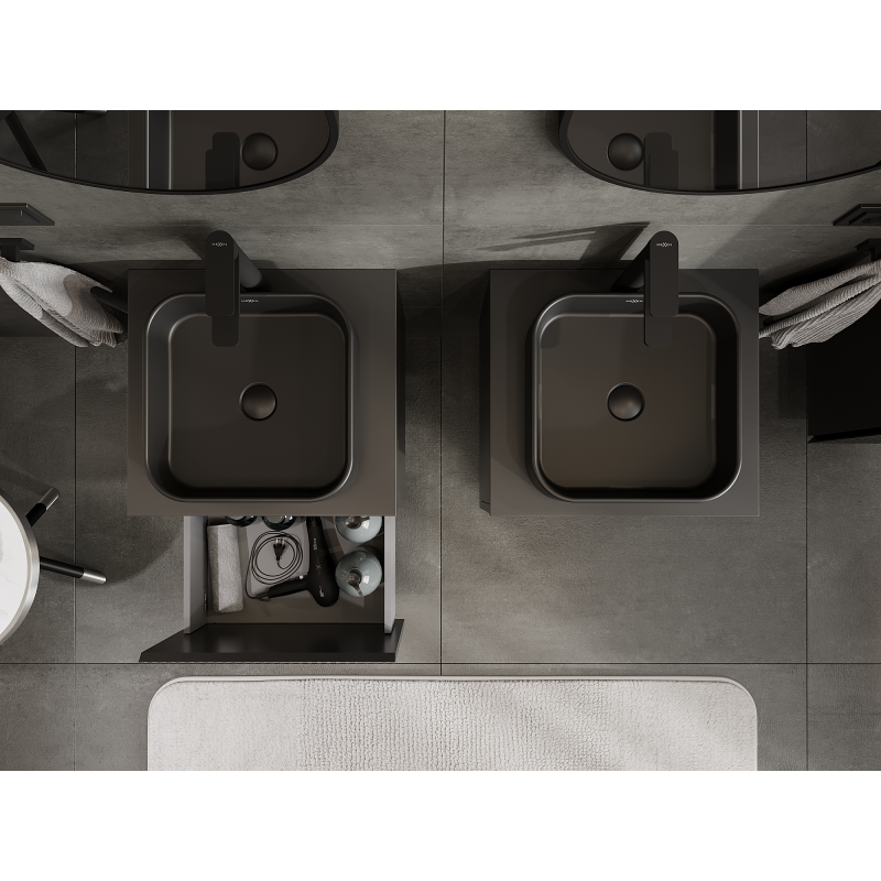 Mexen Rivel koupelnová skříňka pod umyvadlo 50 cm, 1 zásuvka, žebrovaná, černá matná - 91A20-05047-1-BF71