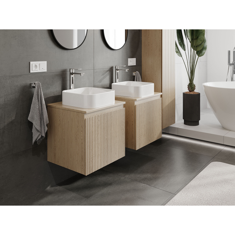 Mexen Rivel koupelnová skříňka pod umyvadlo 50 cm, 1 zásuvka, drážkovaná, dub - 91A20-05047-1-BF81