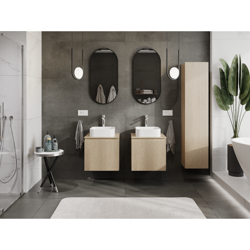 Mexen Rivel koupelnová skříňka pod umyvadlo 50 cm, 1 zásuvka, drážkovaná, dub - 91A20-05047-1-BF81