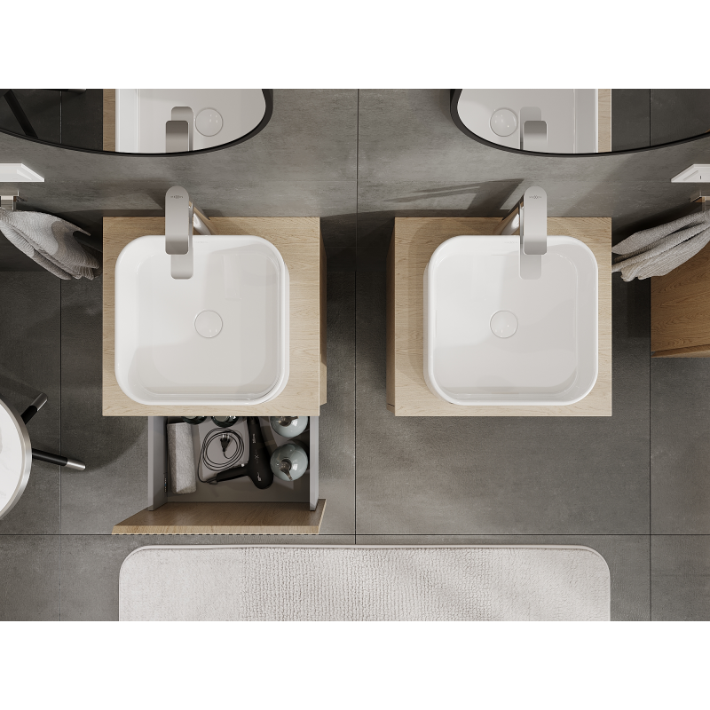 Mexen Rivel koupelnová skříňka pod umyvadlo 50 cm, 1 zásuvka, drážkovaná, dub - 91A20-05047-1-BF81