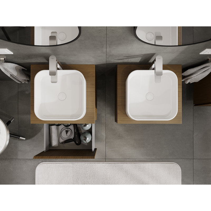 Mexen Rivel koupelnová skříňka pod umyvadlo 50 cm, 1 zásuvka, drážkovaná, ořech - 91A20-05047-1-BF86