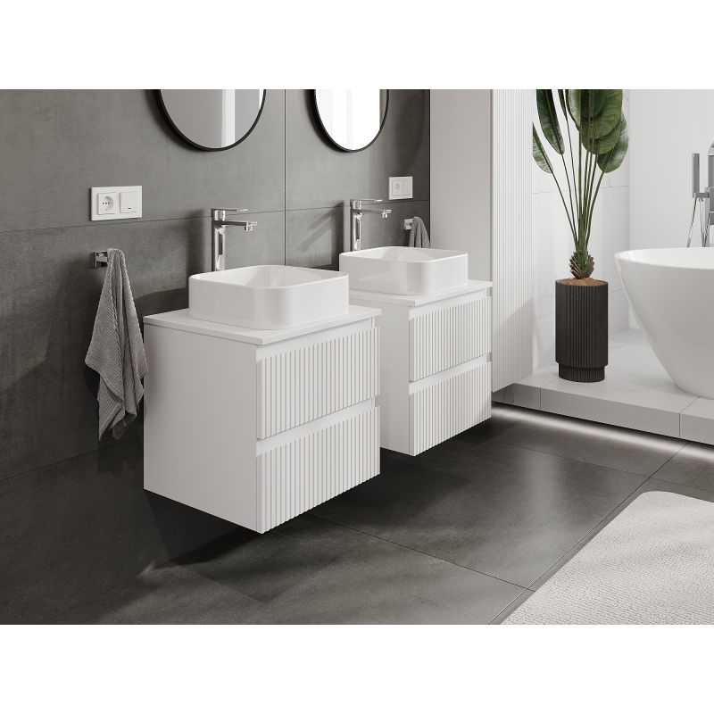 Mexen Rivel koupelnová skříňka pod umyvadlo 50 cm, 2 zásuvky, drážkovaná, bílá mat - 91A20-05047-2-BFF01