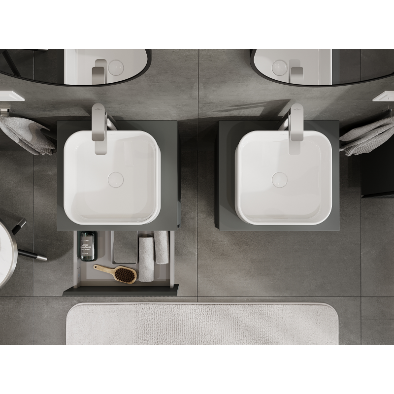 Mexen Rivel koupelnová skříňka pod umyvadlo 50 cm, 2 zásuvky, drážkovaná, matná grafit - 91A20-05047-2-BFF66